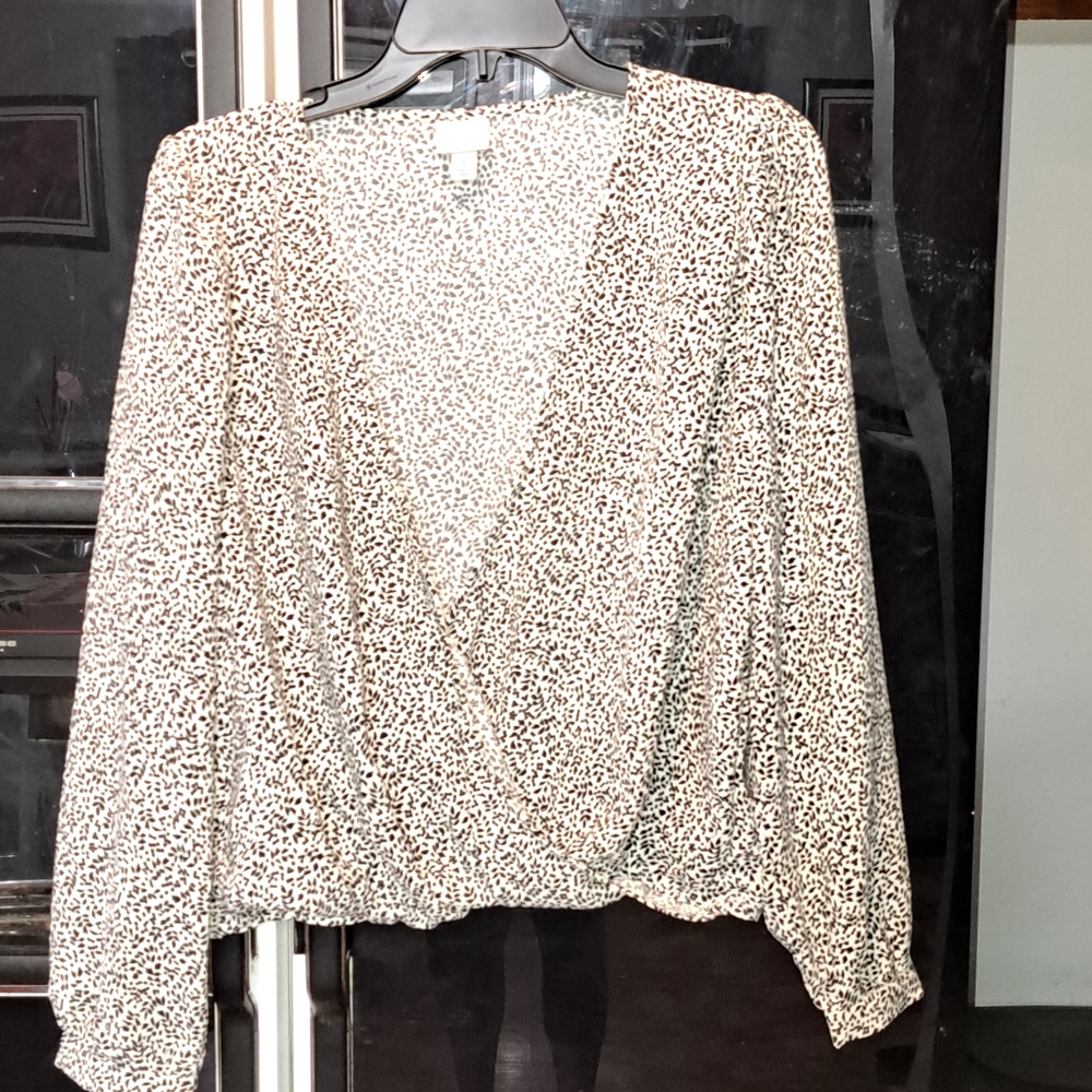 a new day Cream and Black Patterned Blouse